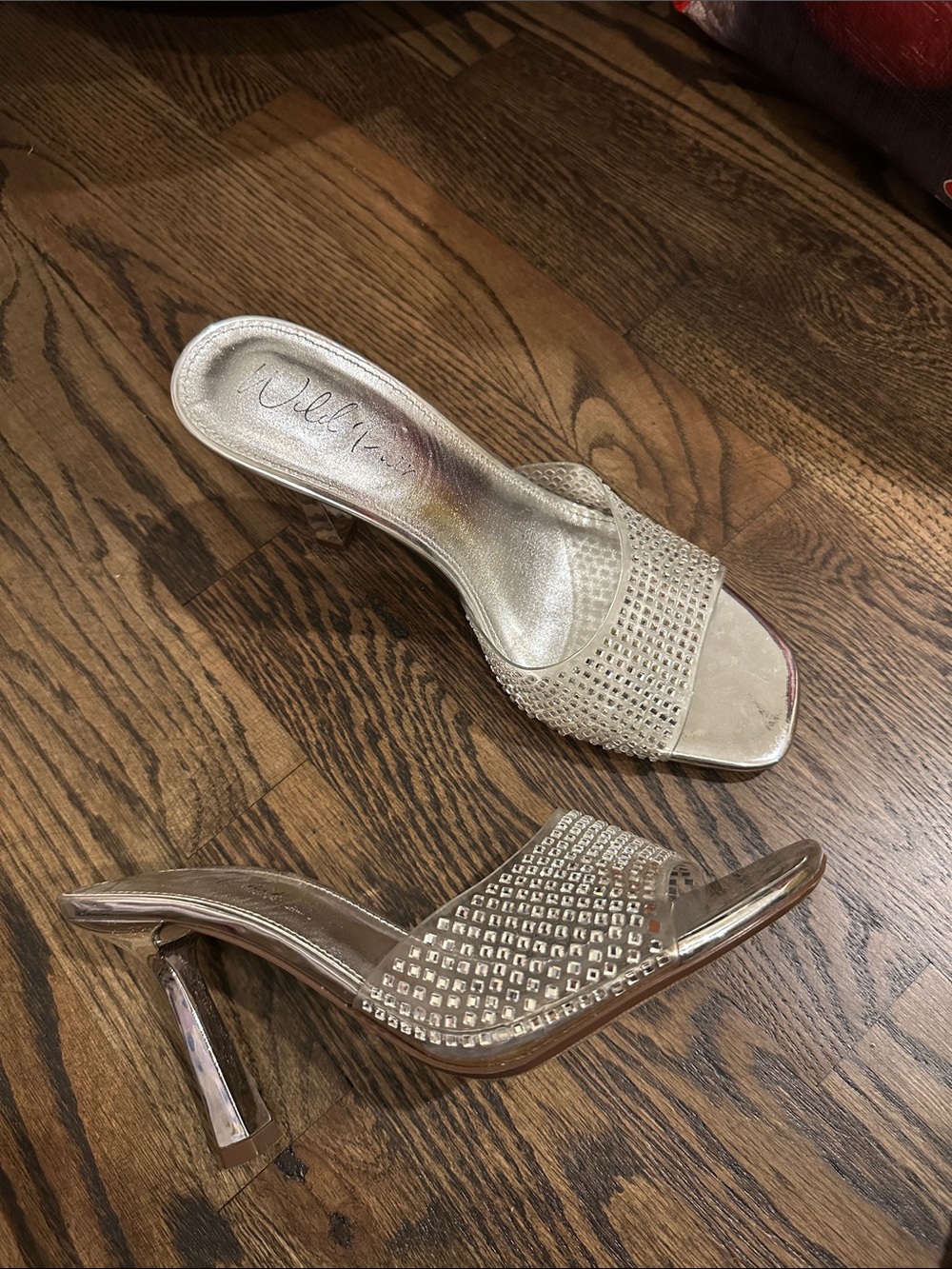 Wild Pair Metallic Gold Rhinestone Slide Heels